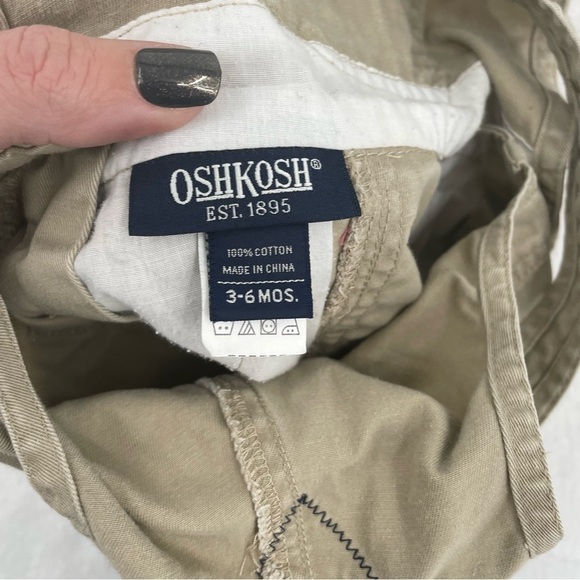 OSHKOSH B’GOSH Baby Vintage Khaki Shorts Overalls size: 3-6 Months - Picture 6 of 7